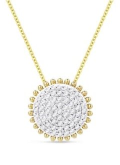 N1119Y  14kt yellow gold diamond cluster circle pendant necklace