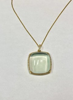 N27838Y Green Amethyst and Diamond Pendant Necklace Necklace