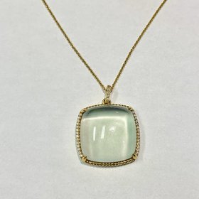 N27838Y Green Amethyst and Diamond Pendant Necklace Necklace