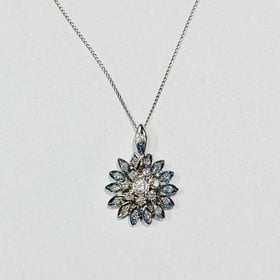 Vintage Diamond Cluster Pendant Necklace 1/3 carat