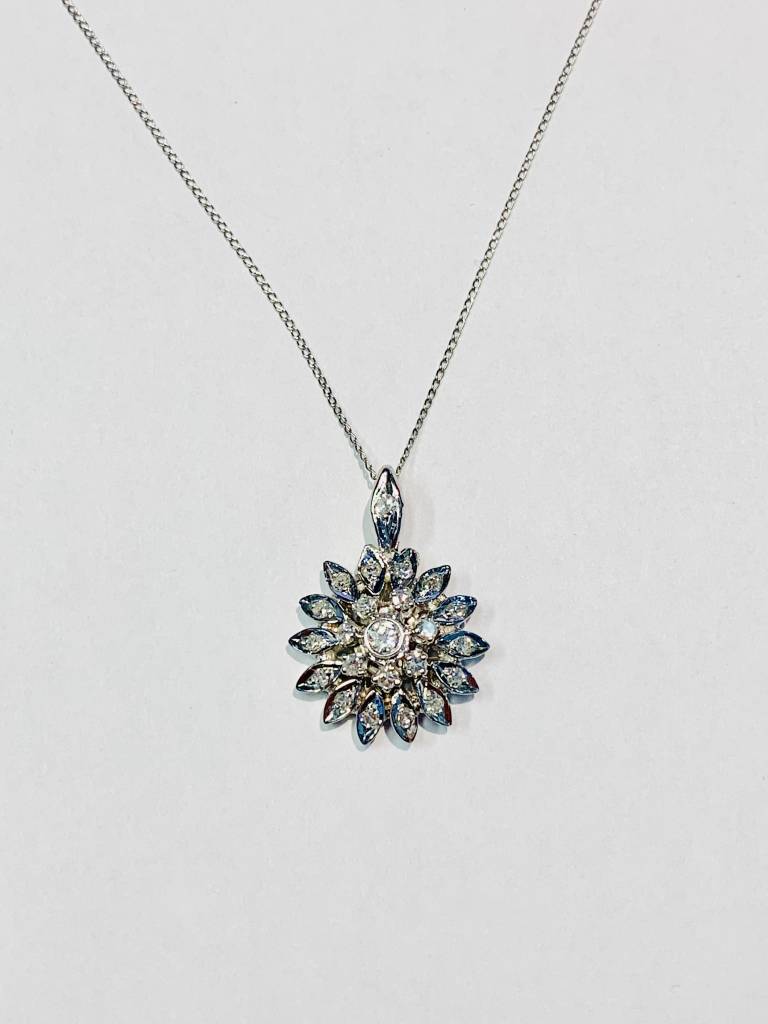 Freedman Vintage Diamond Cluster Pendant Necklace 1/3 carat