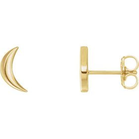 14kt Gold Crescent Moon Stud Earrings