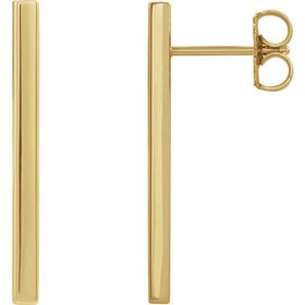 1 inch 14kt gold bar stud earrings
