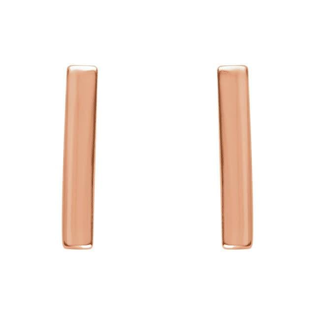 Stuller 1/3 inch Vertical Bar Gold Earrings