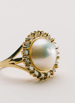 Mabe Pearl and Diamond Estate Ring