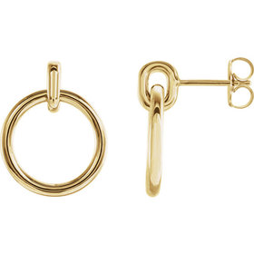 14kt yellow gold circle dangle earrings