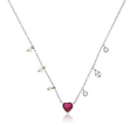 Ruby White Gold Heart Necklace