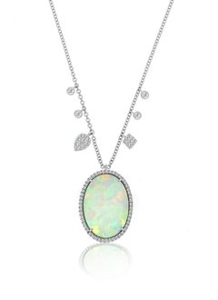 Statement Opal Oval and Diamond Necklace