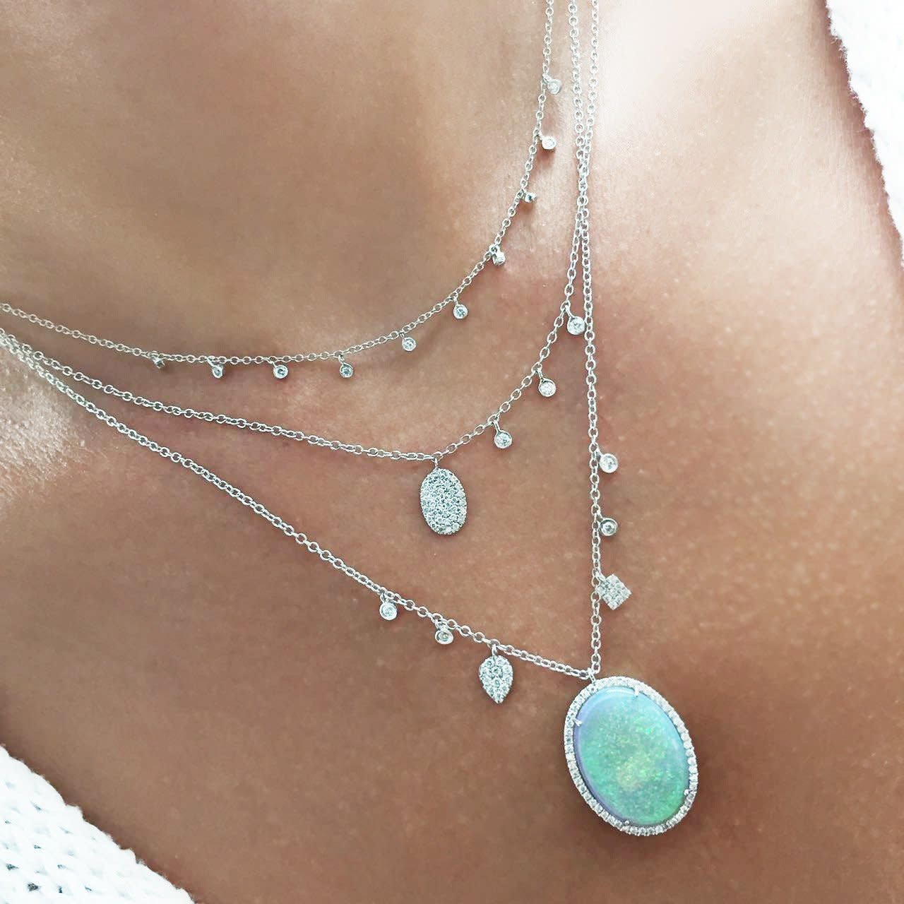 Meira T Statement Opal Oval and Diamond Necklace