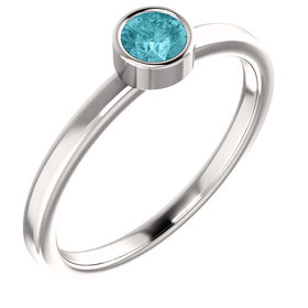 14kt White Gold Blue Zircon Bezel Ring