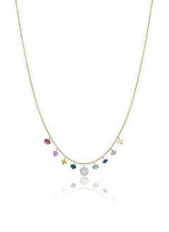 Rainbow Charm Necklace with Diamonds
