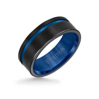 11-6059 8mm black tungsten asymmetrical line band