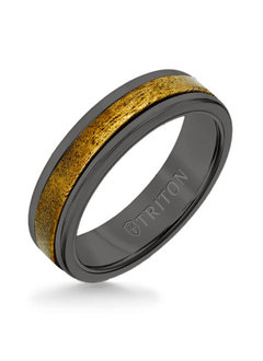 11-6083B Black Tungsten with wood inlay ring