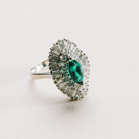Estate 2 Carat Total Diamond & 1.50 Carat Emerald Ring