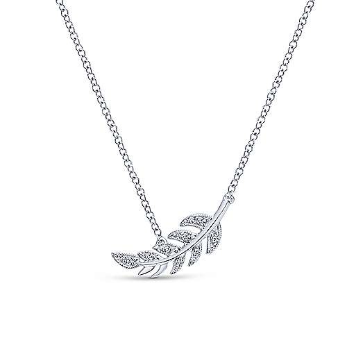 14kt Diamond Leaf Pendant Necklace Freedman Jewelers Boston - Leaf Pendant Necklace Design