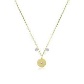 Yellow Gold Dainty Disc Necklace