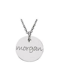Sterling silver engraved mini disc pendant