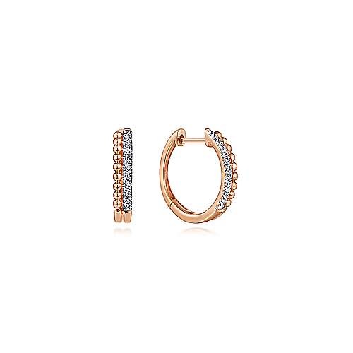 Gabriel & Co EG13584 14kt Gold 10mm Beaded Diamond Huggie Earrings