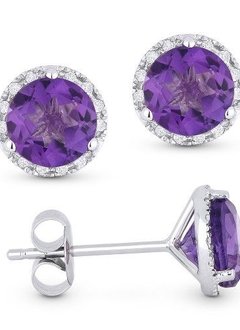 amethyst and diamond halo earrings DE11102