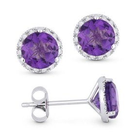 amethyst and diamond halo earrings DE11102