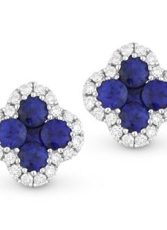Blue sapphire and diamond cluster stud earrings