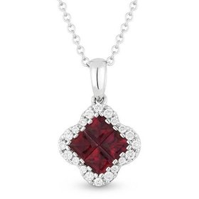 DN4305 Ruby and diamond cluster necklace