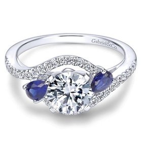 ER5331 Sapphire and Diamond Bypass Engagement Ring