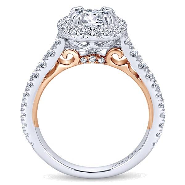 Rose Gold  White  Gold  Two Toned Halo Engagement  Ring  