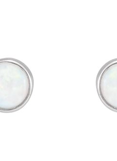 14kt white gold opal bezel stud earrings