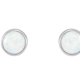 14kt white gold opal bezel stud earrings