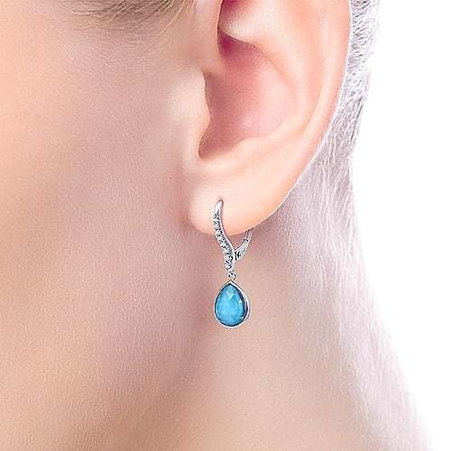 Gabriel & Co Rock Crystal, Turquoise & Diamond Drop Earrings