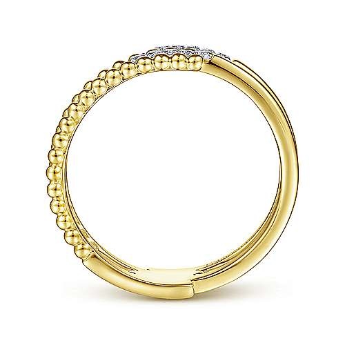 Gabriel & Co LR51455 Gold Beaded Diamond Interlocking Ring