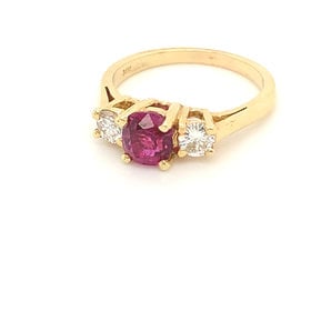 14kt yellow gold 3-stone Ruby & Diamond Ring