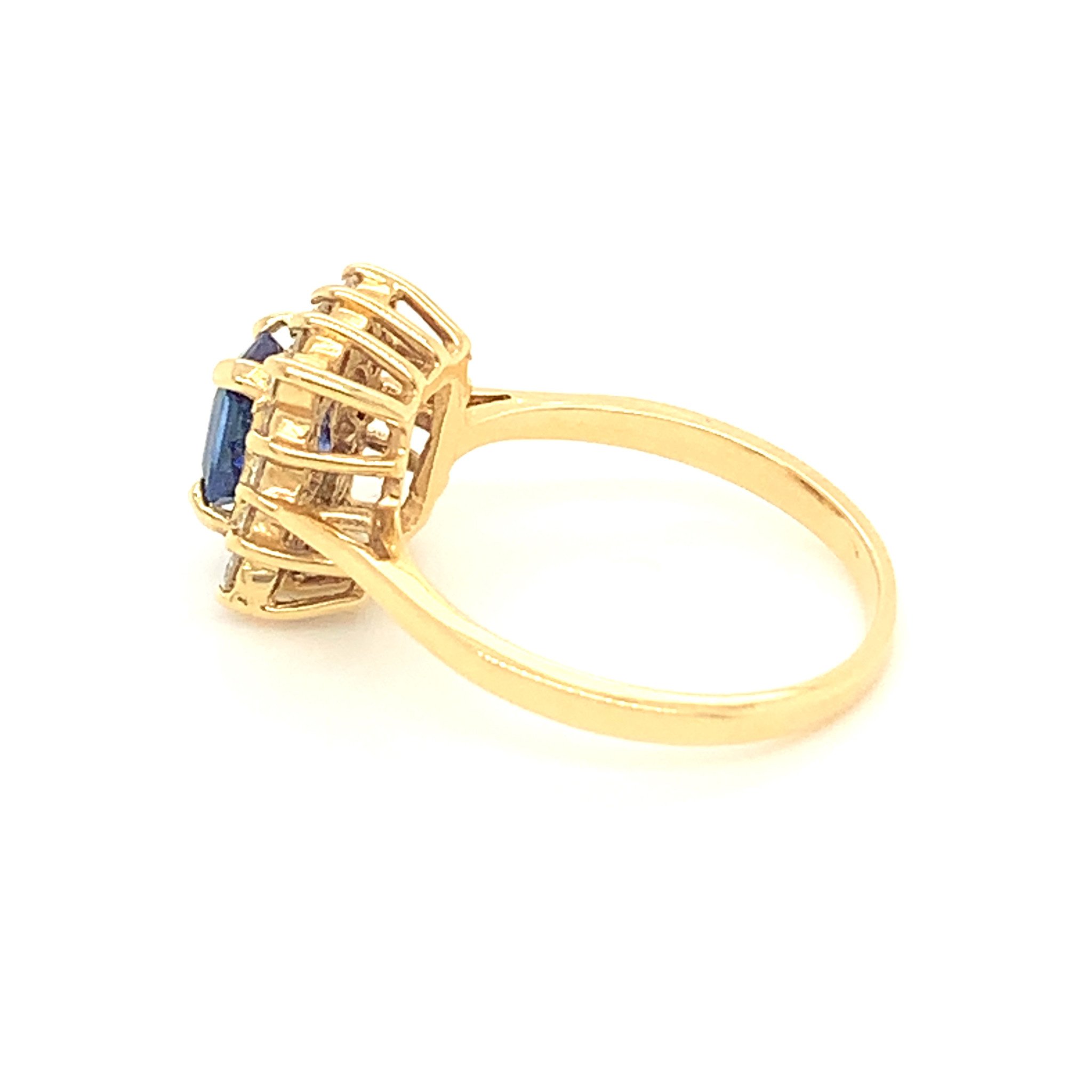 14kt Yellow Gold Emerald Cut Sapphire & Diamond Halo Ring