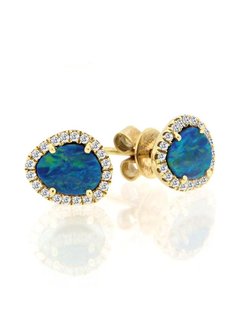 14kt Yellow Gold Opal Stud Earrings