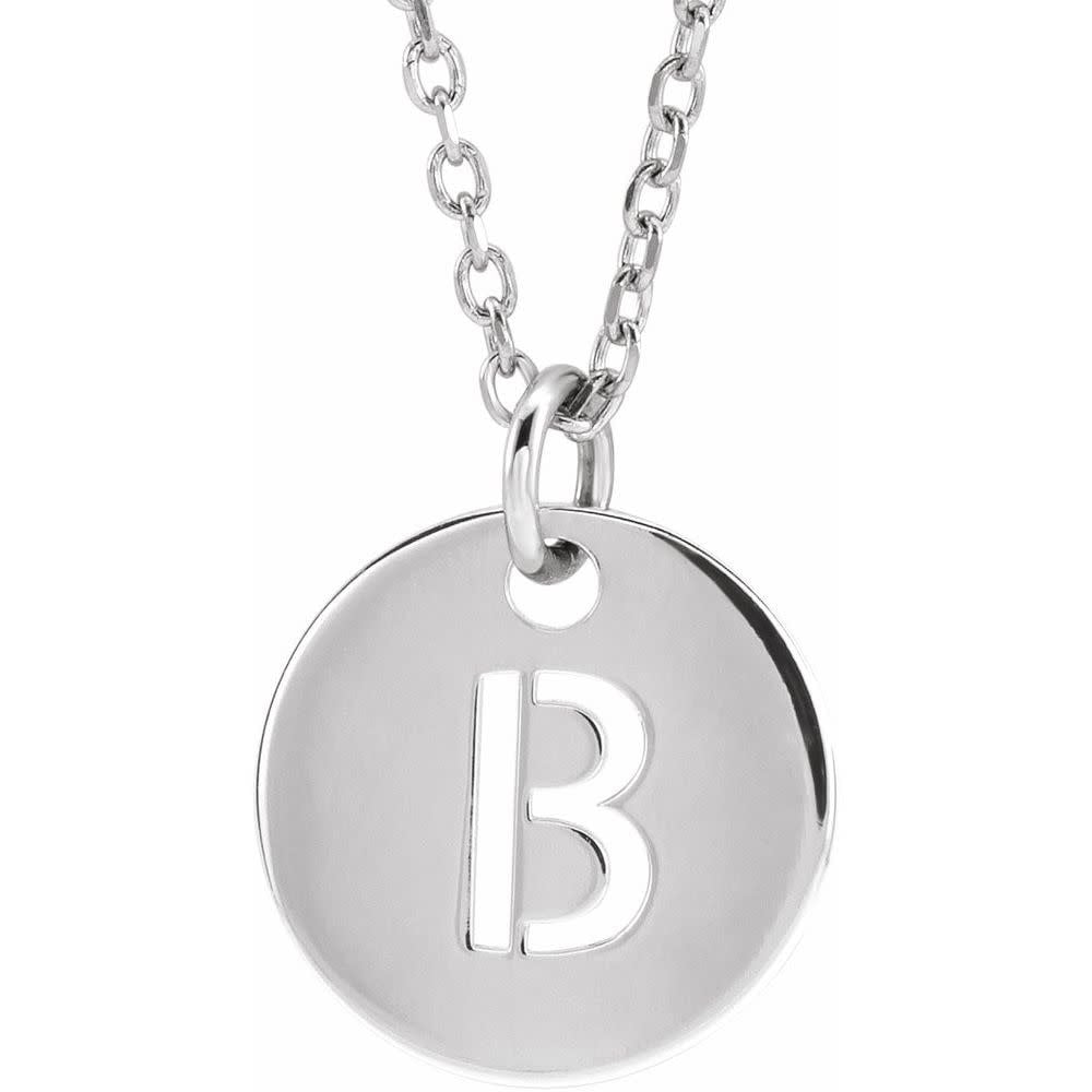 Silver Half Stone Initial Pendant Necklace - V