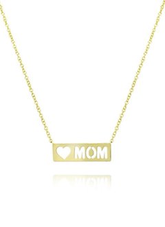 14kt Yellow Gold Mom Plate Necklace