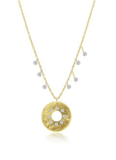 N11695 Gold Disk Diamond Necklace