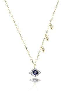 N11256 Yellow Gold Evil Eye Necklace