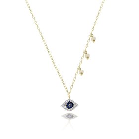 N11256 Yellow Gold Evil Eye Necklace