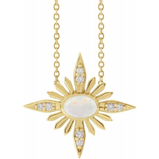 Stuller 14kt Gold Celestial Opal & Diamond Necklace