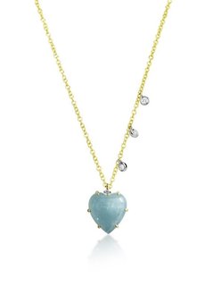 Milky Aqua Heart Necklace