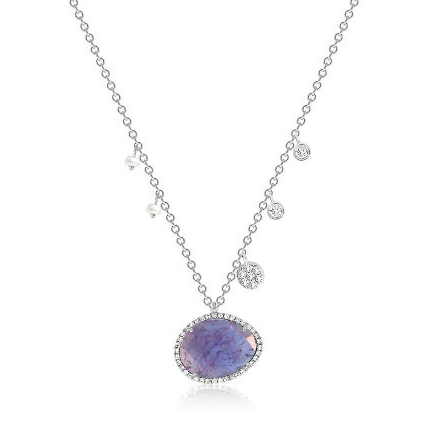 Tanzanite Necklace with Pearl & Diamond Accents