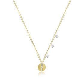 Delicate Diamond Disc Necklace with Off-centered Bezels