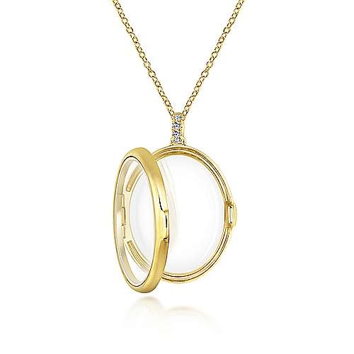Gabriel & Co 14kt Gold Floating Charm Diamond Locket Necklace