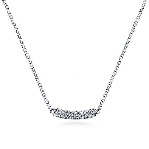 Gabriel & Co NK5989 Curved Diamond Pave Bar Necklace