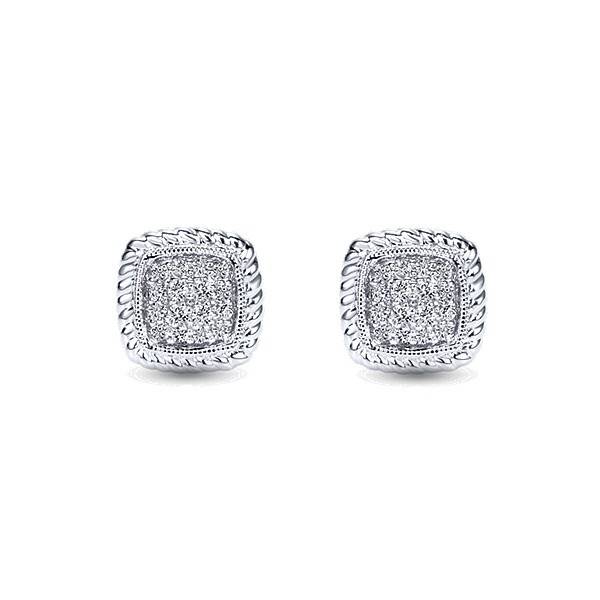 Gabriel Eg11556 Cushion Shape Diamond Cluster Earrings
