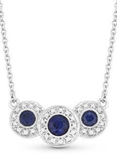 DN2857 diamond and sapphire halo necklace