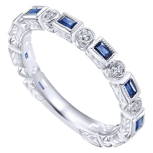 Gabriel & Co LR4380 Sapphire and diamond stackable band
