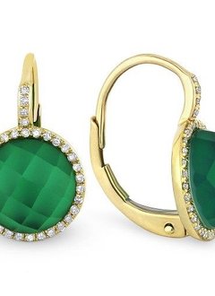 DE10573 green agate and white topaz earrings
